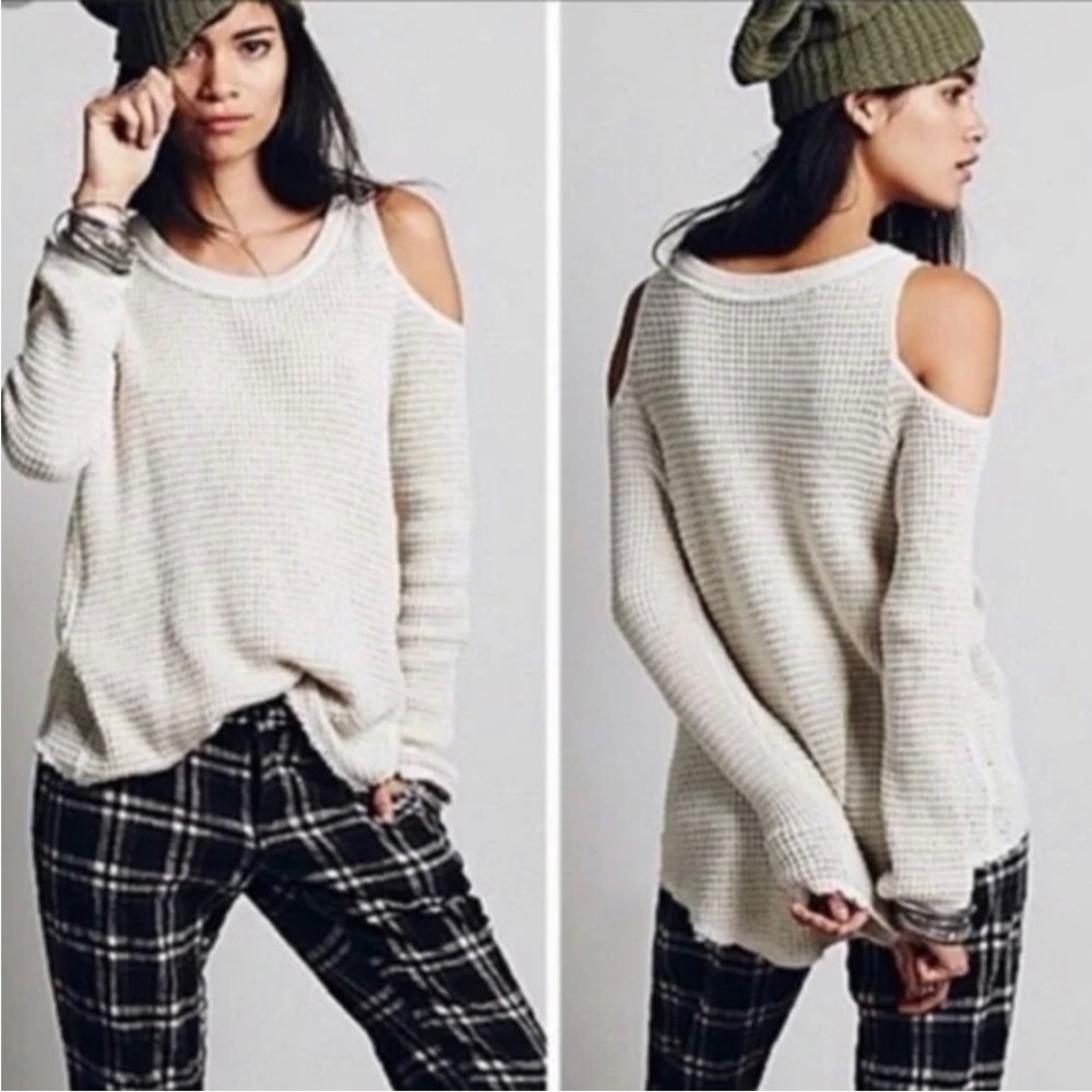 Free People Off-Shoulder Cream Sweater